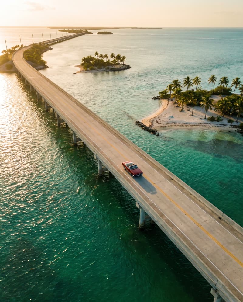 Ponte sobre o mar azul turquesa a caminho de Key West